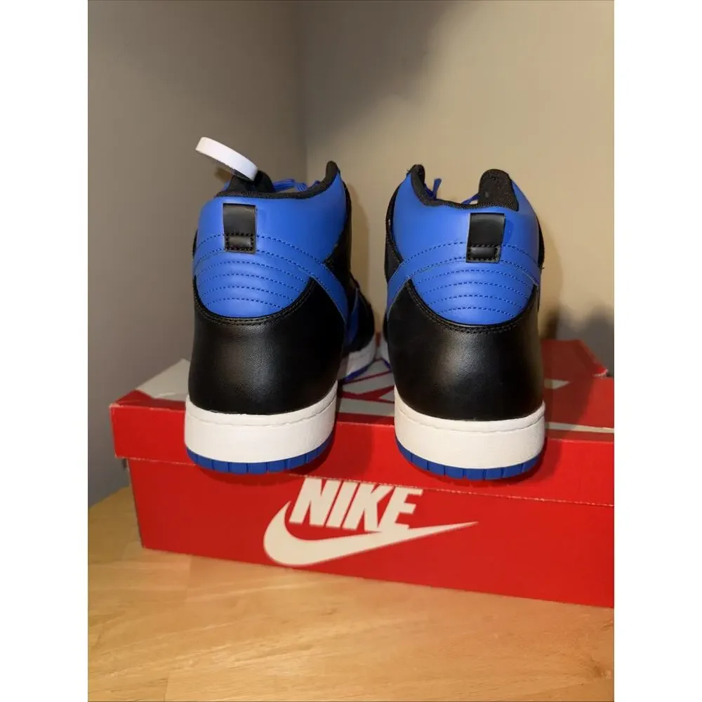 Size 14 - Nike Dunk High Black - Royal COMFORT 317982-049 Damaged Box Dead Stock